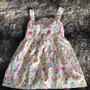 Girls White Floral & Pink Butterfly Sundress